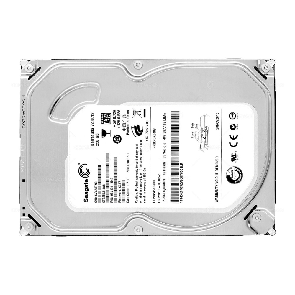 45K0408  LENOVO 250GB 7.2K 3G SATA 3.5 LFF HARD DRIVE